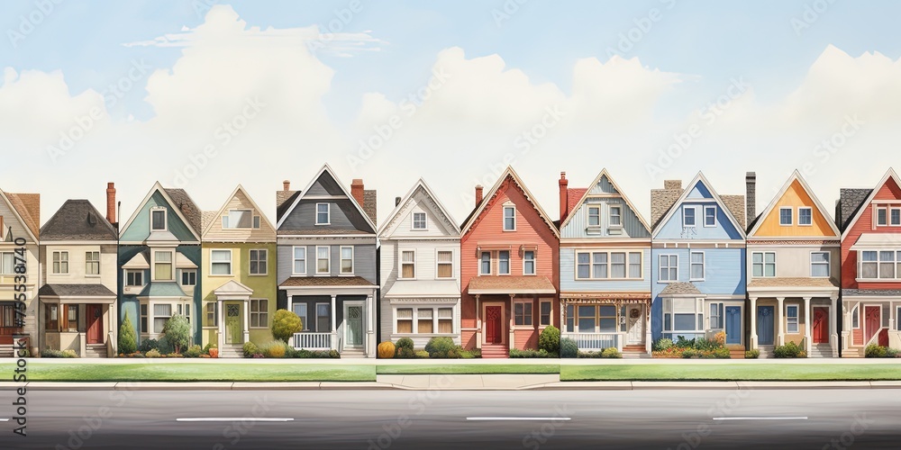 Wall mural American homes on sunny day - Wall murals