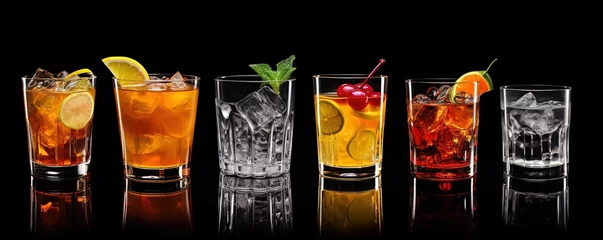 Foto op Plexiglas alcohol drinks set isolated on a black © Sanych