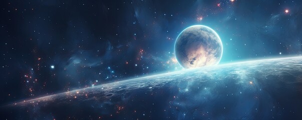 illustration of a planet in space with stars and planet