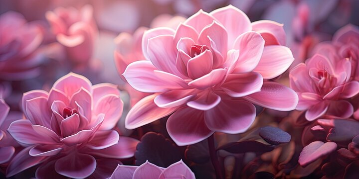 Beautiful image showcasing a pink succulent with detailed petals and soft lighting