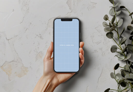 Front View Of A Smartphone Mockup Held In Female Hand With Generative ai