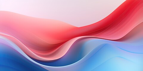 Elegant digital art piece featuring a flowing abstract form with blue to red gradient on a subtle pink backdrop