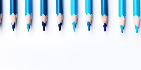Blue pencils with White outer on white background.