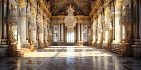 A classic European style palace, with gold decorations. wide format
