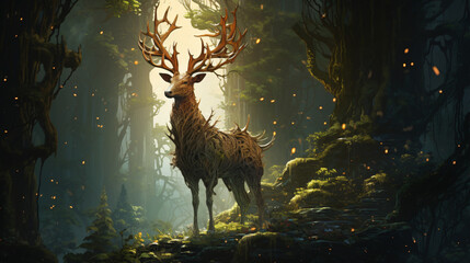 A mythical creature in a magical forest  interior   interior
