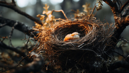 bird's nest on a tree. the birth of new birds.