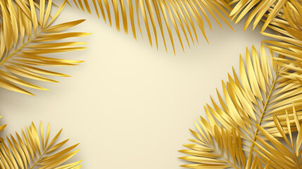 Fototapeta na wymiar Golden Palm Leaves on Warm Background