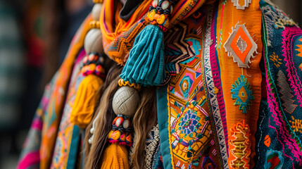 Traditional clothing and accessories of nomadic cultures background