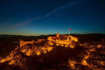 Landscape of historical Kastamonu castle on the hills near the city, Kastamonu, Turkey - obrazy, fototapety, plakaty