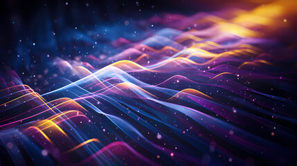 Obraz premium Abstract wavy lines, abstract futuristic background with colorful glowing neon lights