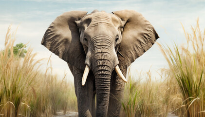 Elephant in the Okavango Delta - Moremi National Park in Botswana