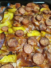 potatoes, bacon and sausage