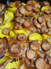 potatoes, bacon and sausage