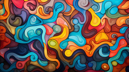 Fototapeta na wymiar A psychedelic pattern of swirling shapes 