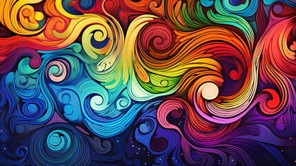 Fototapeta na wymiar A psychedelic pattern of swirling shapes 