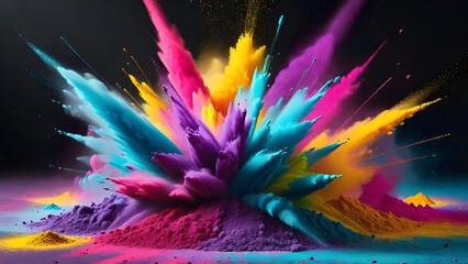 Holi Festival Colored Powder Explosion Abstract Closeup Dust Colorful Explosion
