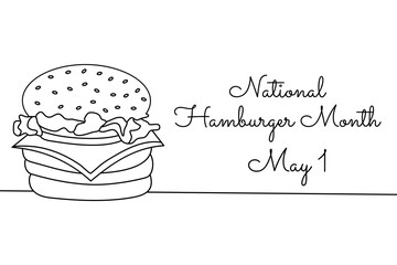 line art of National Hamburger Month good for National Hamburger Month celebrate. line art. illustration.