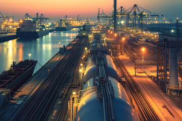 Loading and unloading operations at marine terminal. Ensuring seamless transfer of cargo between ship and shore. Logistics chain