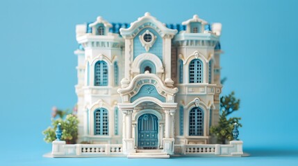 Small house miniature or toy on pastel color background, Real estate property single house. businesses.	
