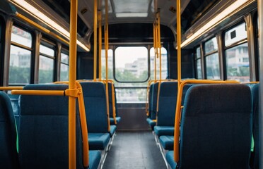 Urban Modern City Bus Interior Comfortable Seating and Bright Lighting 