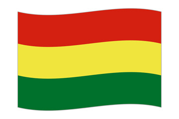 Waving flag of the country Bolivia. Vector illustration.