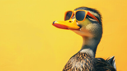 Illustration of stylish funny duck with orange