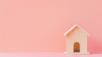 Small house miniature or toy on pastel color background, Real estate property single house. businesses. 