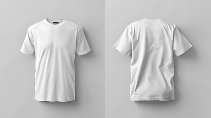 Realistic white t-shirt mockup. View from front and back