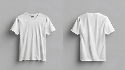 Men white t-shirt mockup for presentation. View from front and back