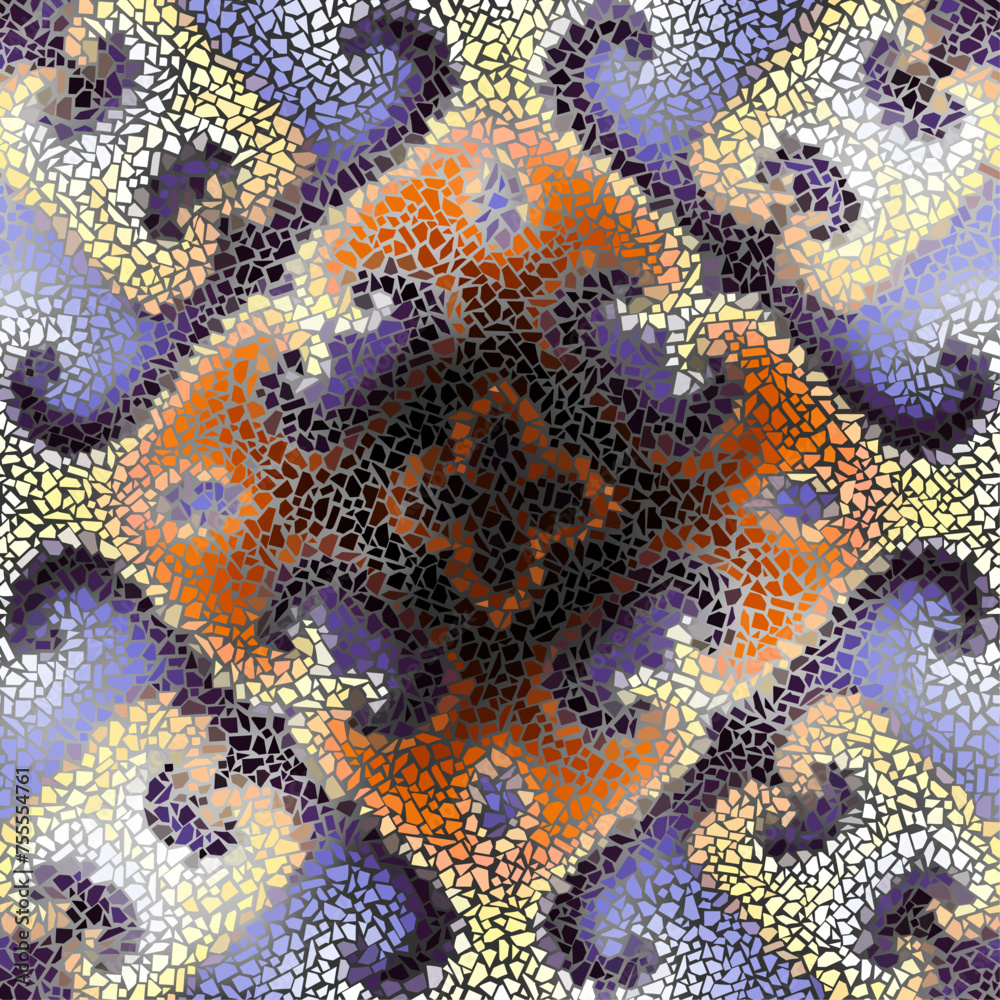 Aufkleber Seamless background pattern. Irregular decorative geometric mosaic art tile pattern from uneven broken pieces.