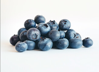 small pile of blueberries on a white background - wild berries and superfood with antioxidants - 755554750