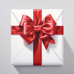 Colorful Gift Box with Red Ribbon and White Bow on Shiny Background - Celebrate the Happy Birthday Surprise