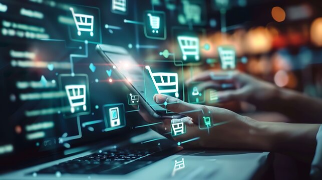 Digital marketing. modern interface payments online shopping digital futuristic design AI Image Generative