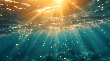 Sunlight penetrating the water, creating mesmerizing effects background