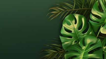 Monstera plant decoration with free space for text. Negative space. Nature background. Generative AI