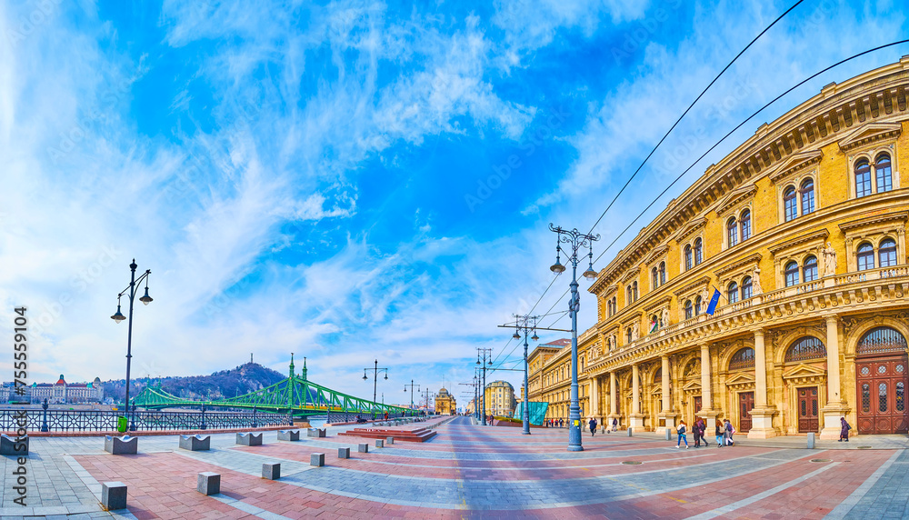 Sticker Panorama of Fovam Square and Corvinus University, Budapest, Hungary