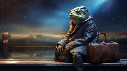 Interstellar beautiful frog or toad traveler from.