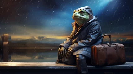 Deurstickers Interstellar beautiful frog or toad traveler from. © Pixel