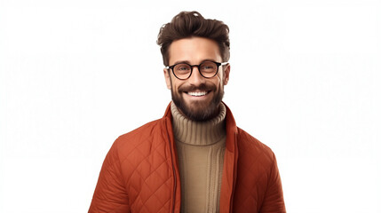 Obraz premium person thinking smiling successful businessman isolated
