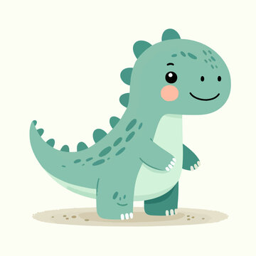 Illustration of cute dinosaur. flat and minimalist style