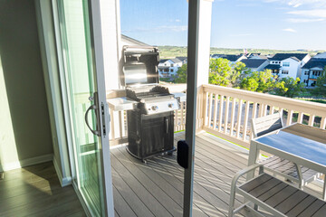 Brand New Two-Burner Grill Stationed on Balcony