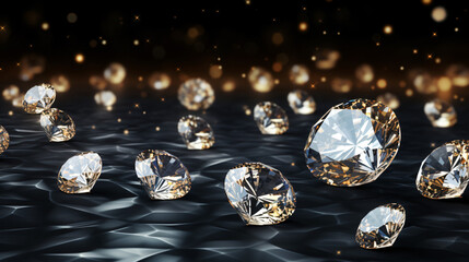 Jewelry background with precious shiny diamonds