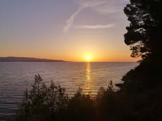 Foto op Plexiglas Gouden Hoorn strand, Brac, Kroatië Beautiful sunset at Zlatni Rat, Brac, Croatia