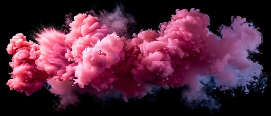 Splash explosion of pink cloud, beautiful motion of colors cloud exploding on dark background. wallpaper. Copy space. 