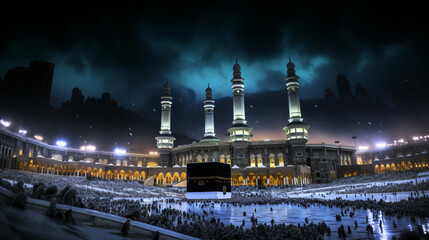 Kaaba in Mecca during Ramadan, Saudi Arabia.
