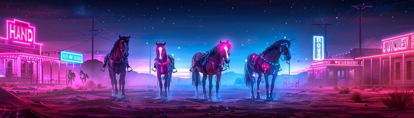 Cybernetic wild west robotic horses