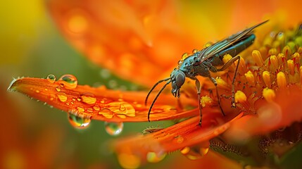 Naklejka premium Macro Shots: Focus on small details such as droplets on flower petals or the intricate patterns of insects by taking macro shots