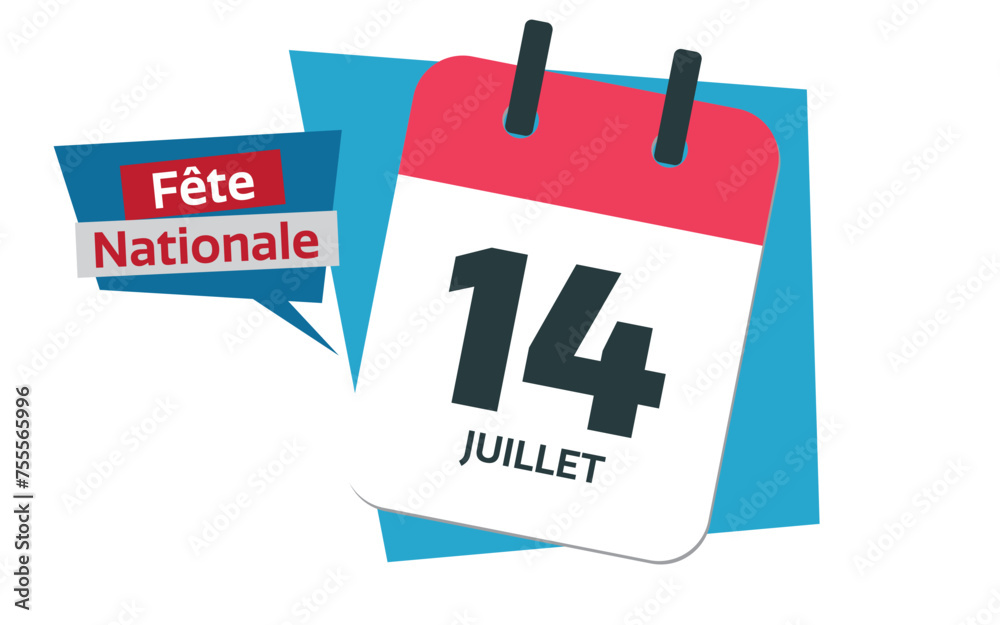 Wall mural french national holiday - french 14th of july calendar date