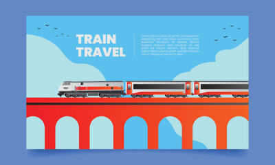 background vector template train travel over the bridge