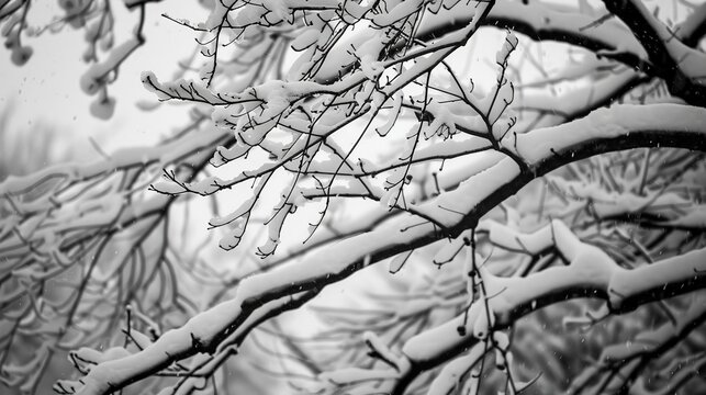 snow covered branches ai generated images